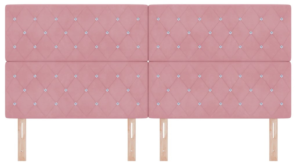 Cabeceira Botão de Cristal Tufted Rosa 200 cm Veludo
