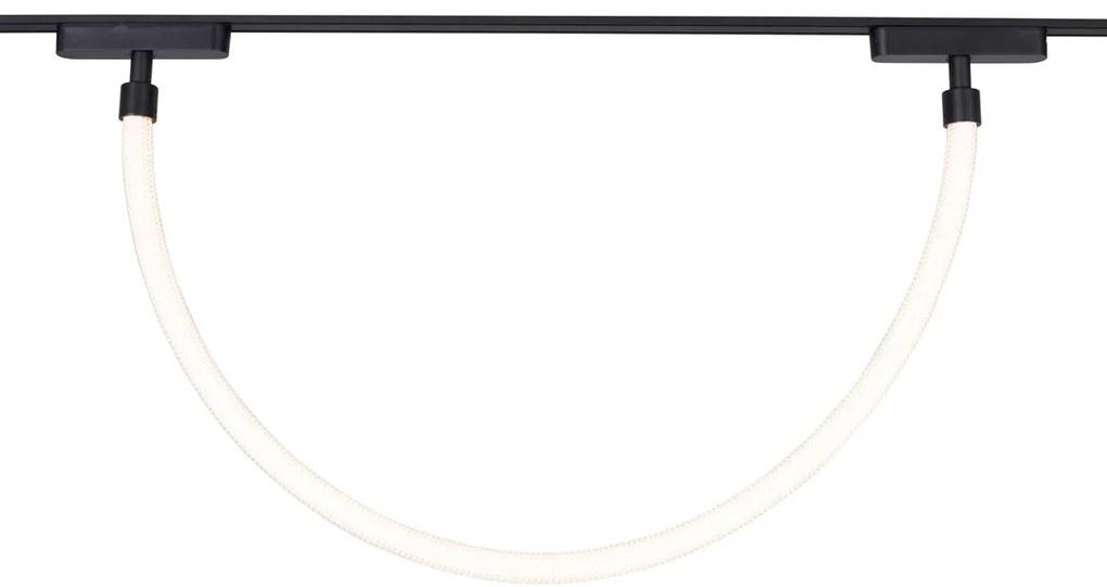 Sistema de iluminação de trilho com 6 luzes de teto e 2 pendentes pretas monofásicas - Magnetic Marra Tautau