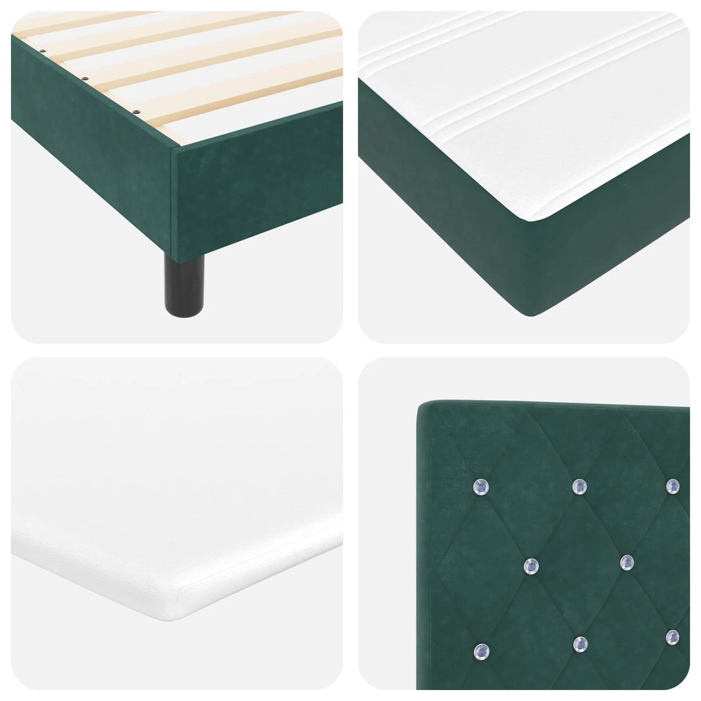 Cama Box Spring vidaXL com Colchão Verde Escuro 80x200 cm Veludo