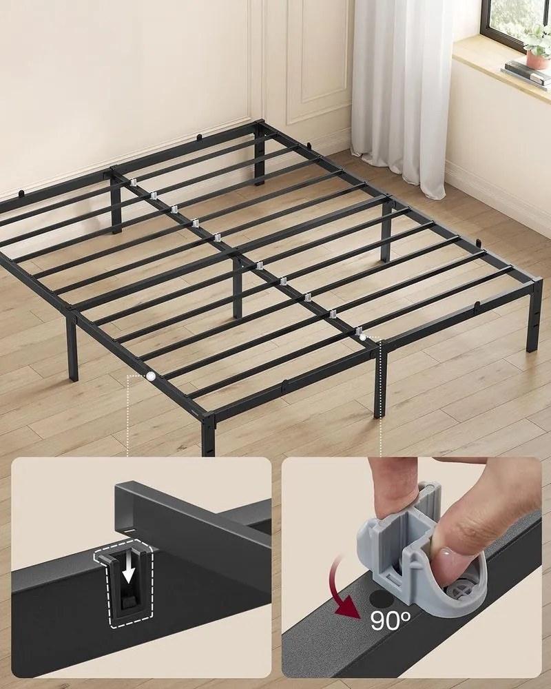Estrutura de cama de casal em metal 160 x 200 cm moderna preto