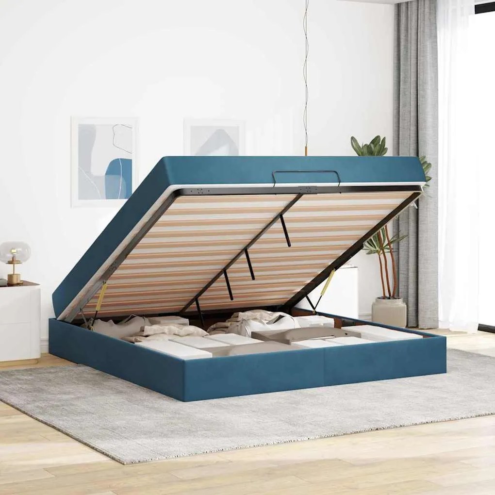 Estrutura da Cama Outros Azul 180 x 200 cm Veludo