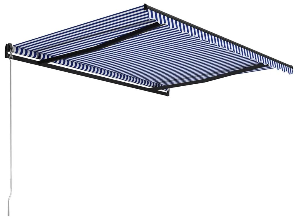 Toldo retrátil manual 450x300 cm azul e branco
