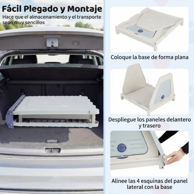 Casota para caes dobrável de plástico impermeável para cães 72 x 60 x 68 cm, com porta com aba e fecho, janelas, portátil, para interior e exterior, p