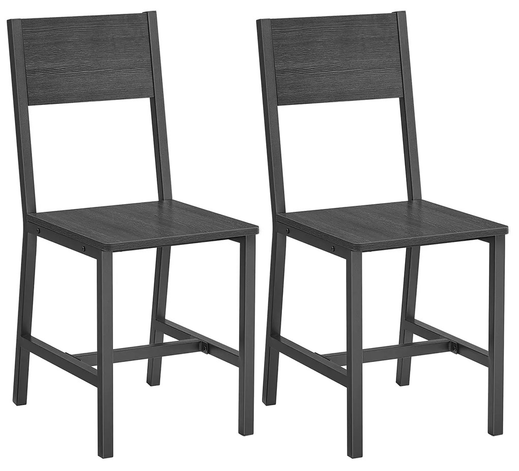Conjunto de 2 cadeiras de sala de jantar cinza antracite-preto