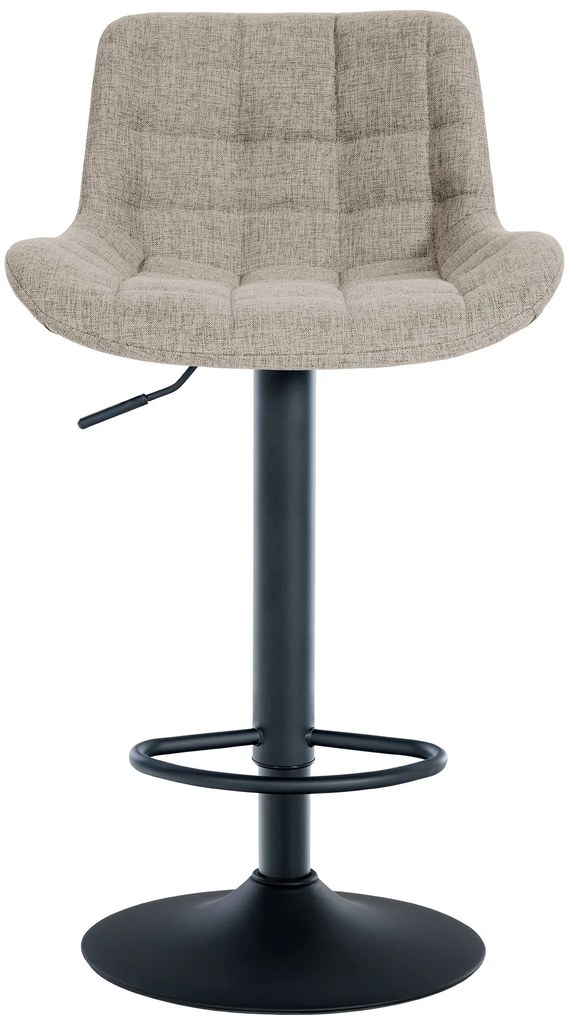 Banco de bar Tover em tecido e com estrutura preta 48 x 81-105 x 54 cm Castanho acinzentado