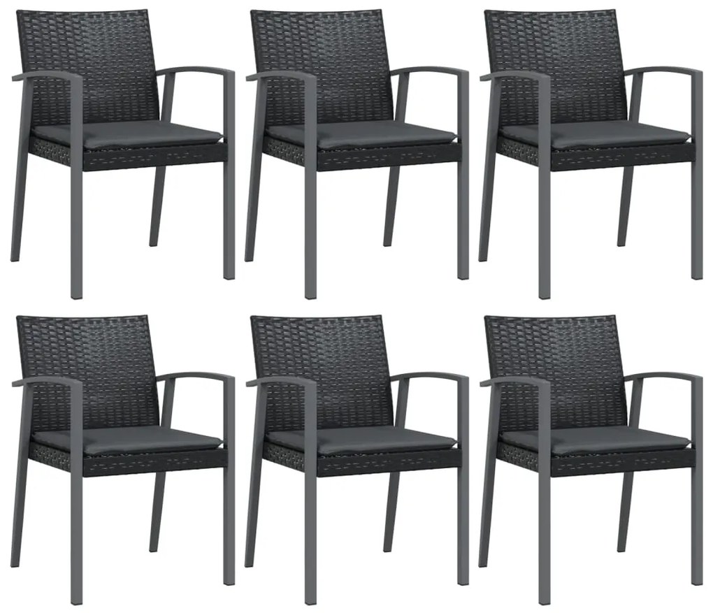 7 pcs conjunto de jantar p/ jardim c/ almofadões vime PE e aço