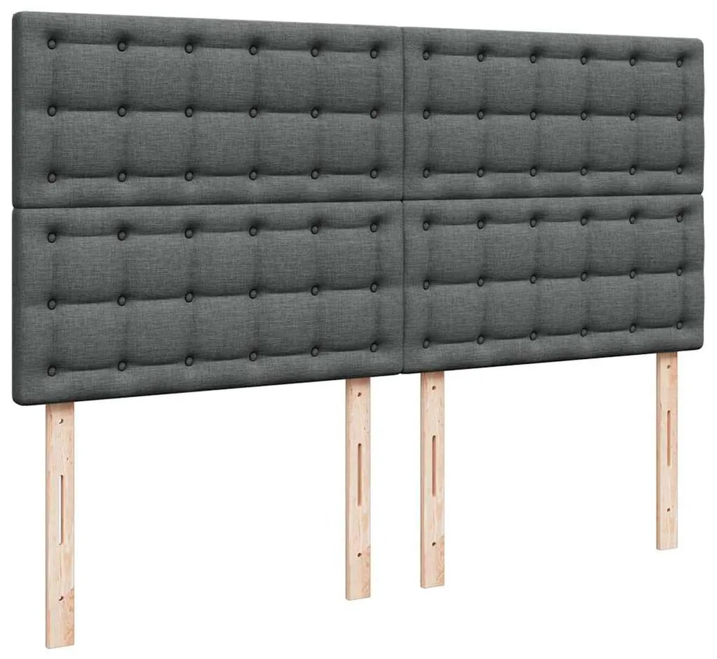 Cama com molas/colchão 200x200 cm tecido cinzento-escuro