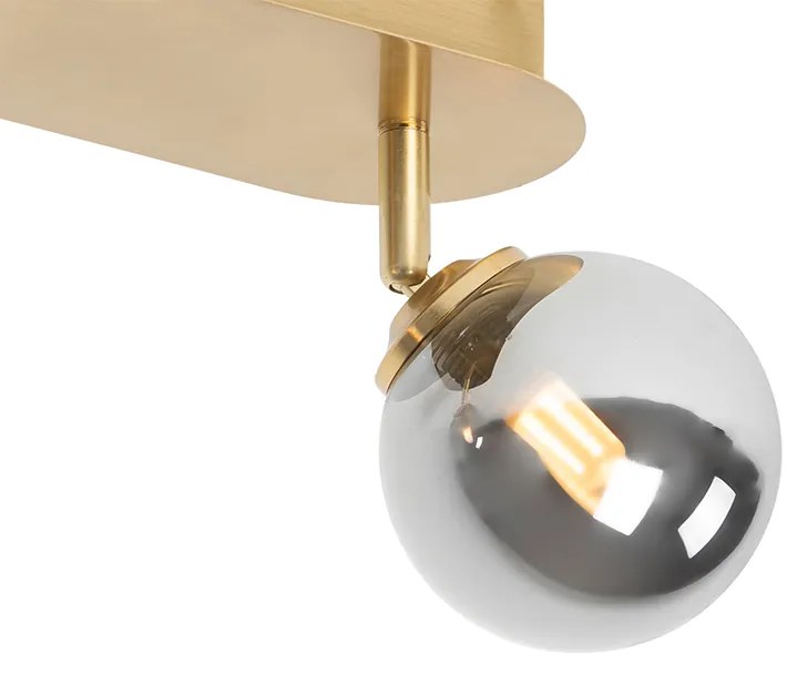 Foco de teto ajustável dourado 2 luzes com vidro fumê - Athens Rústico