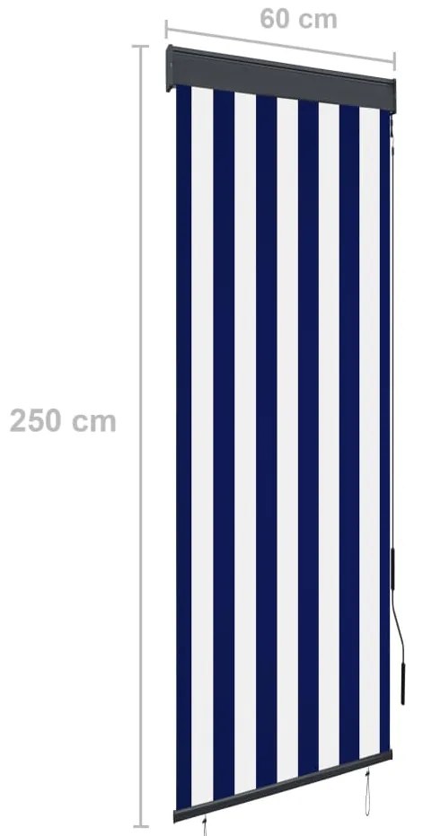 Estore de rolo para exterior 60x250 cm azul e branco