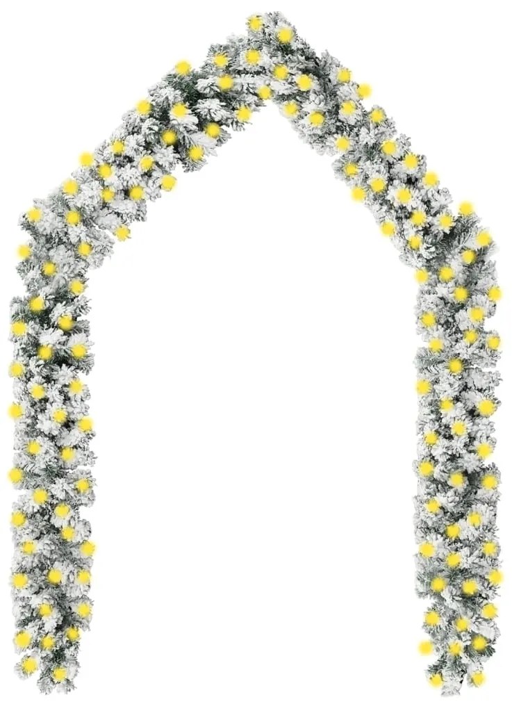 3077772 vidaXL Grinalda de Natal com LEDs/neve 20 m PVC verde