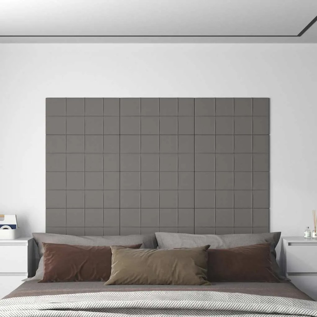 vidaXL Painel de parede 12 pcs 60x30 cm tecido 2,16 m² cor cinza-claro