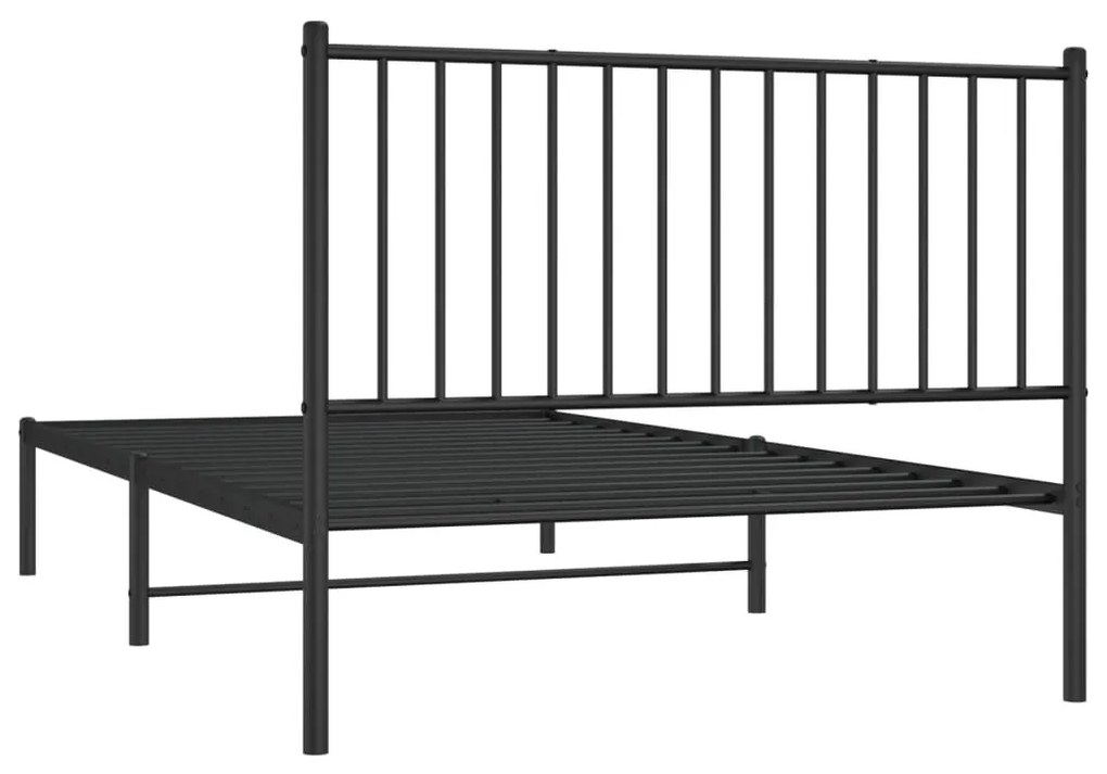 Estrutura de cama com cabeceira 107x203 cm metal preto