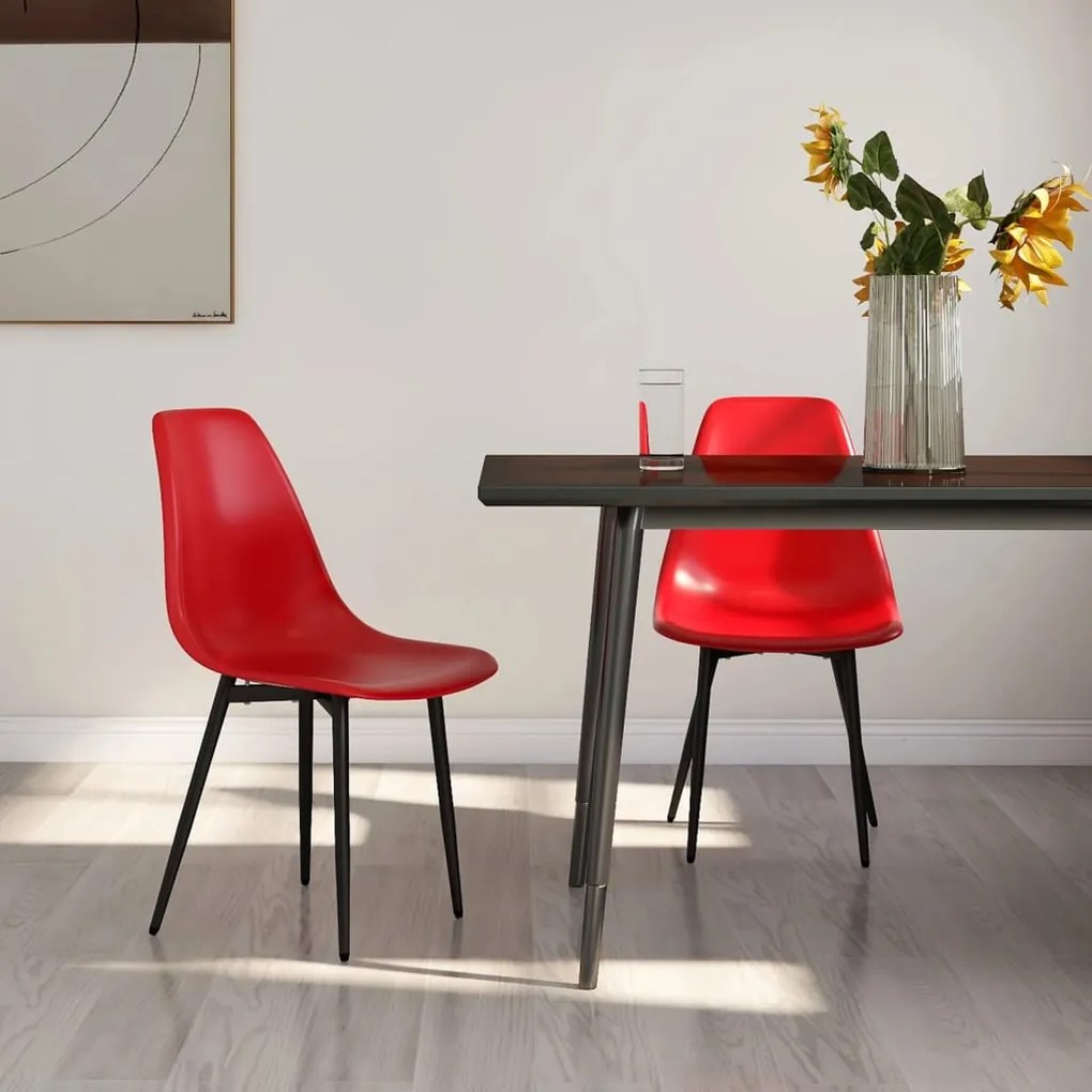 vidaXL Cadeiras de jantar 2 pcs PP vermelho
