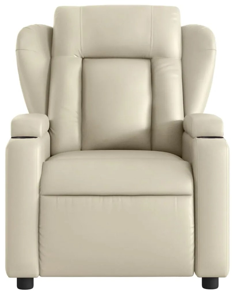 Poltrona reclinável elétrica couro artificial cor creme