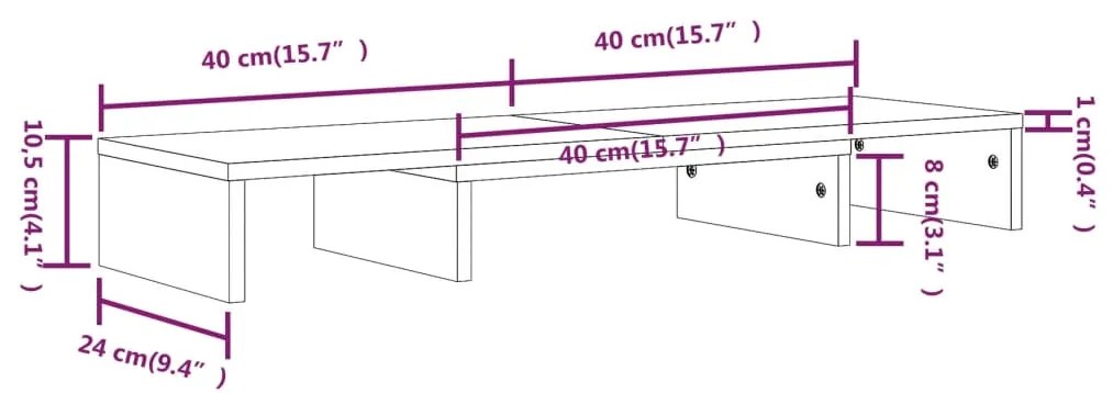 Suporte para Monitor em Madeira de Pinho de 80 cm - Cor Natural