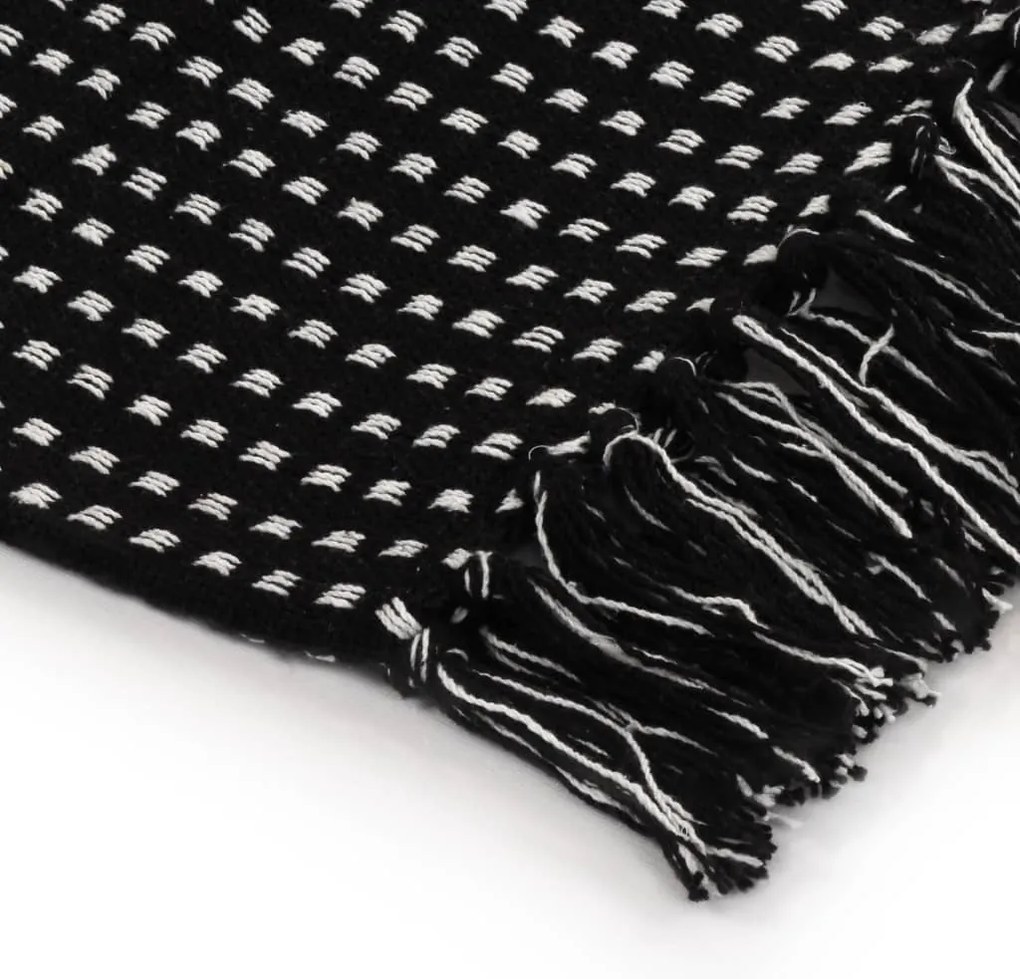 Manta em algodão aos quadrados 220x250 cm preto