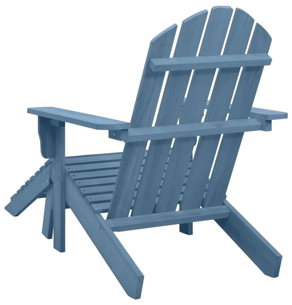 Cadeira Adirondack para jardim com otomano abeto maciço azul