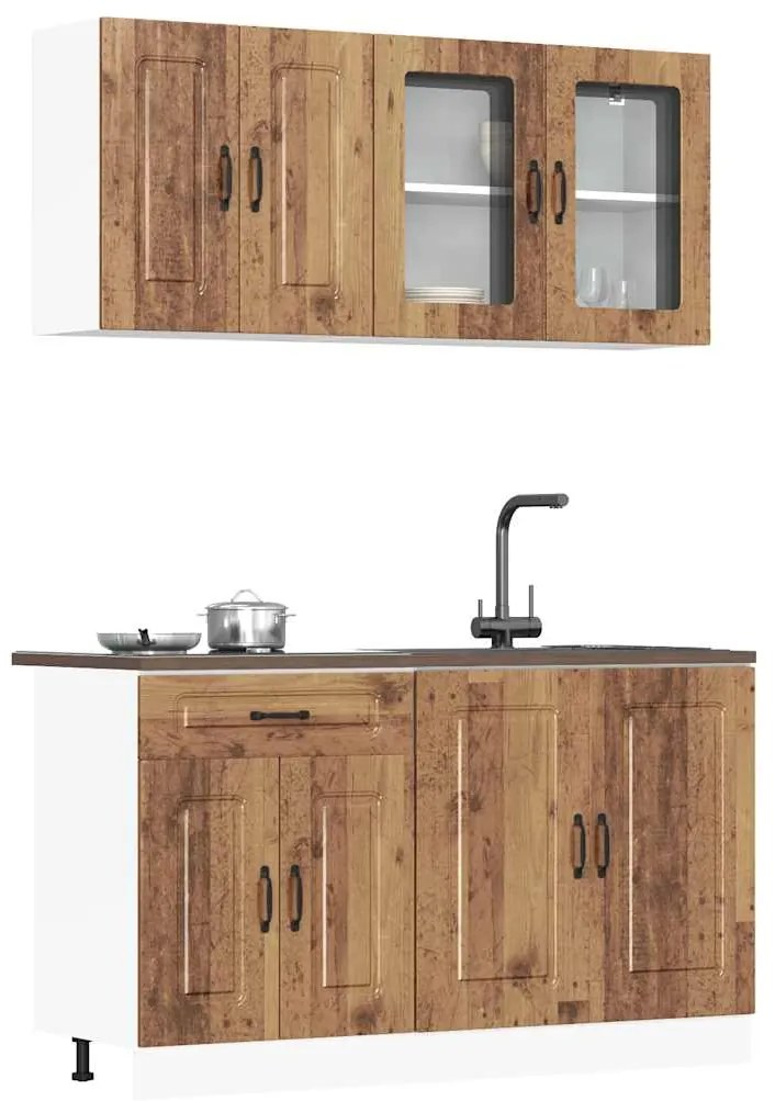vidaXL 4 peças armário de cozinha conjunto Kalmar madeira velha