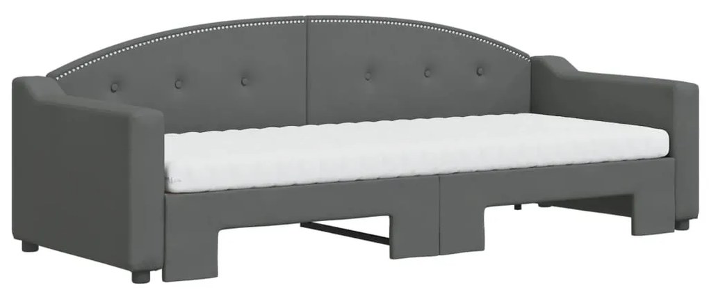 Sofá-cama c/ gavetão e colchões 80x200cm tecido cinzento-escuro