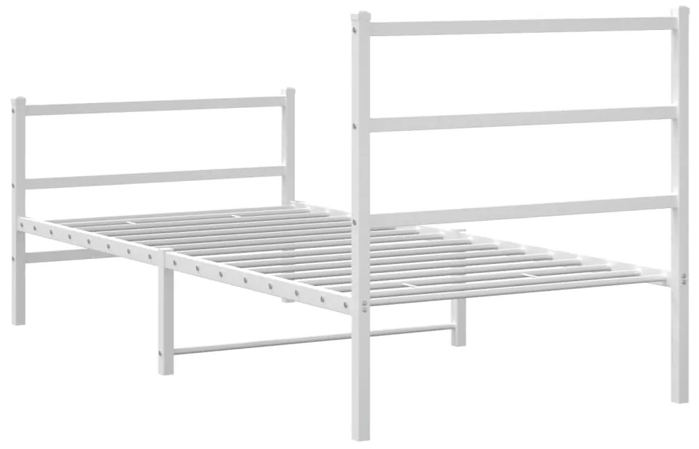Estrutura de cama com cabeceira e pés 90x200 cm metal branco