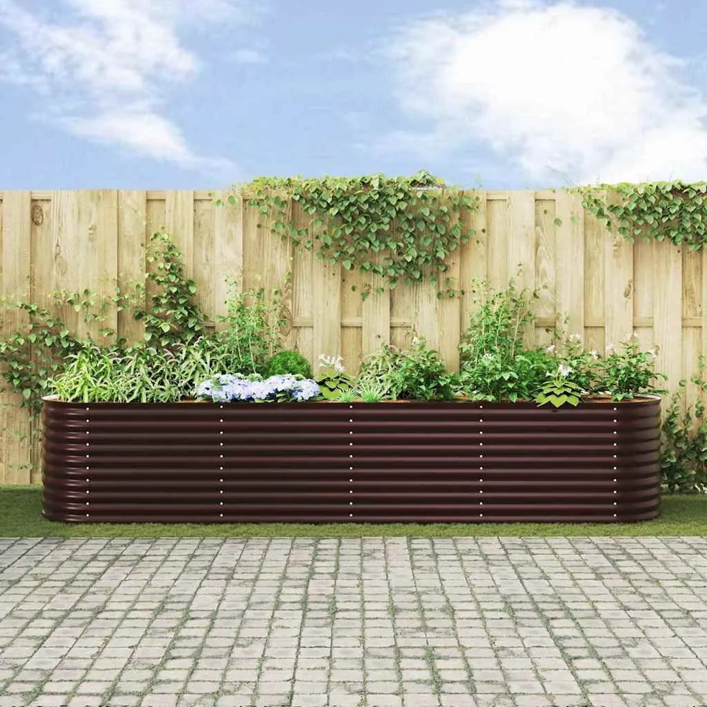 Canteiro Elevado de Jardim Marrom vidaXL 400x80x81 cm em Aço Galvaniza