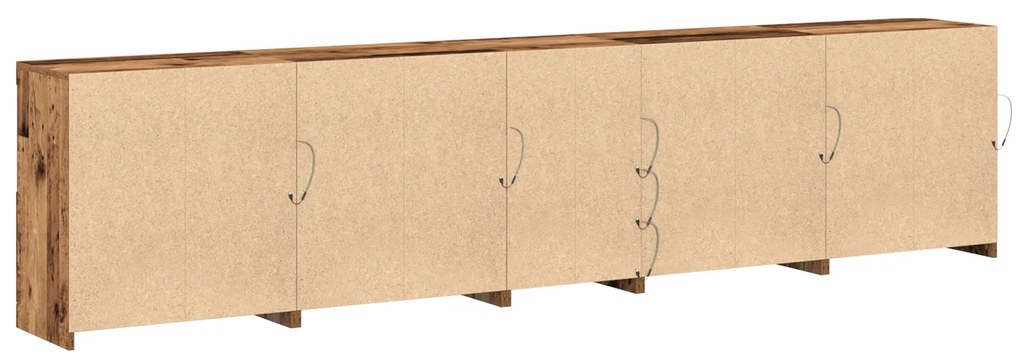 Aparador com Luzes LED Madeira Velha 283x37x67 cm Madeira de Engenhari