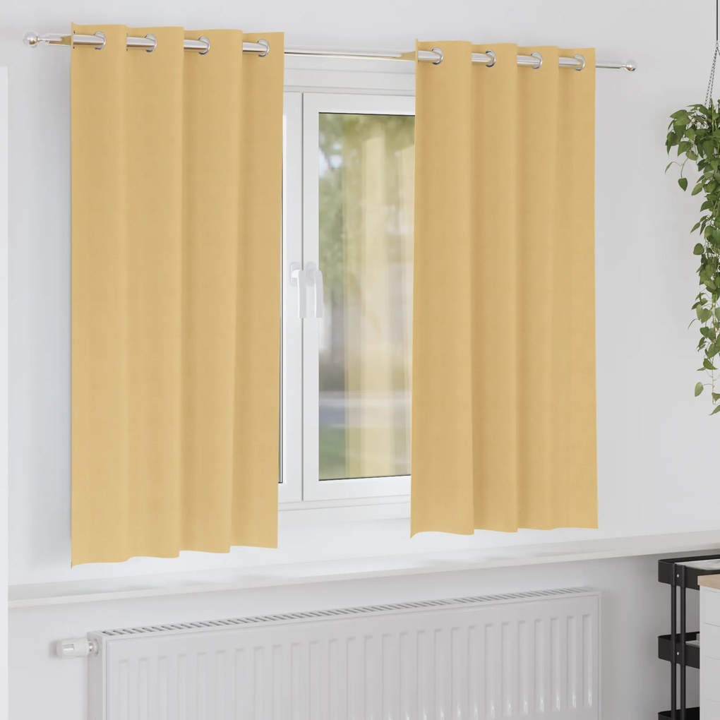 vidaXL Cortinas com cortinas 2 pcs Bege 175 x 140 cm Poliéster