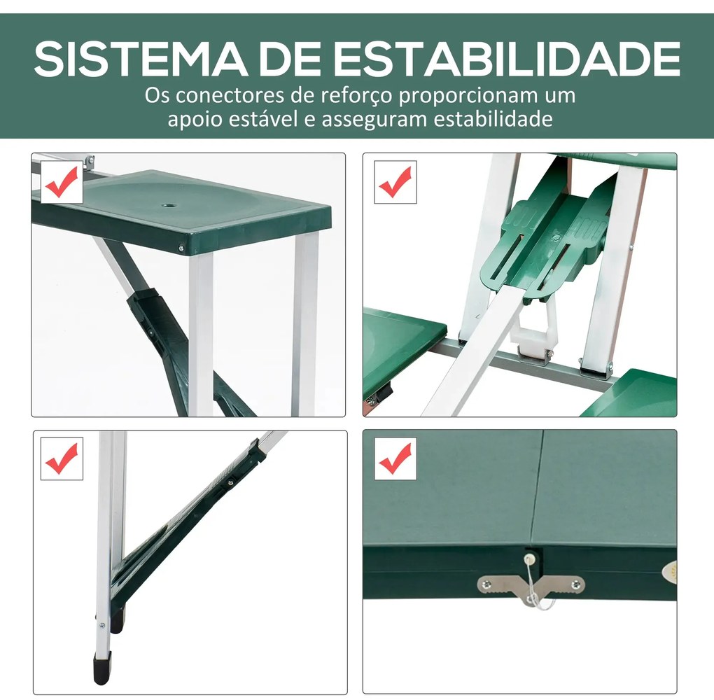 Mesa Dobrável de Acampamento com 4 Cadeiras Bergen – 136x84,5x66 cm –