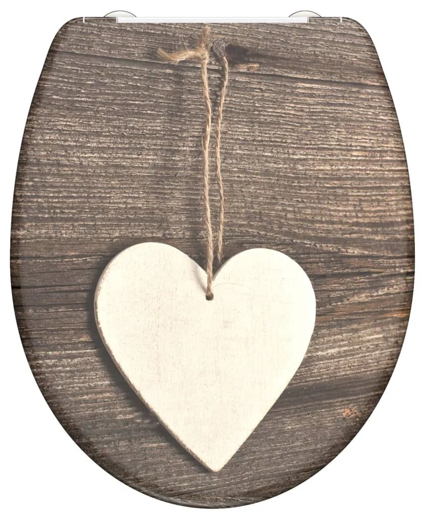 435107 SCHÜTTE Assento sanita c/ fecho suave WOOD HEART duroplast estampado