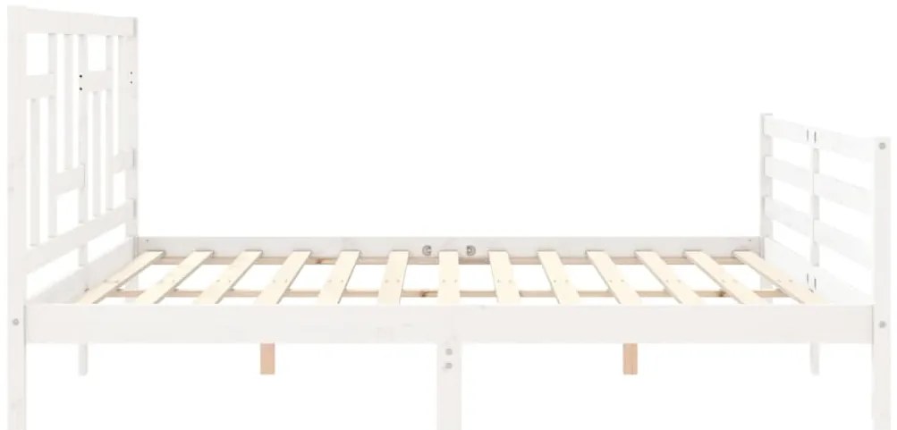 Estrutura de cama com cabeceira 200x200cm madeira maciça branco