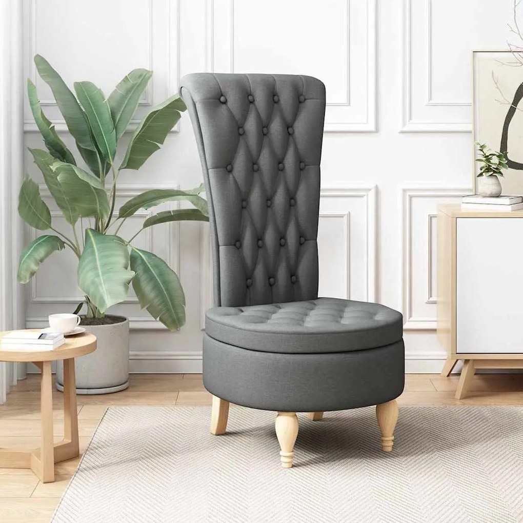 vidaXL Cadeira Slipper Cinza Escuro 56,5 x 70 x 110 cm tecido
