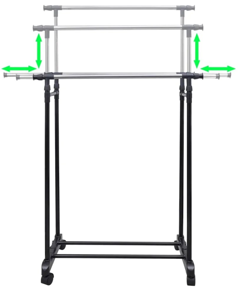 Cabides para roupas ajustáveis com 2 varões 2 pcs