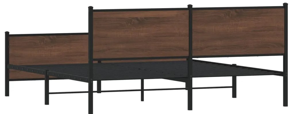 Estrutura cama sem colchão 200x200cm metal carvalho castanho