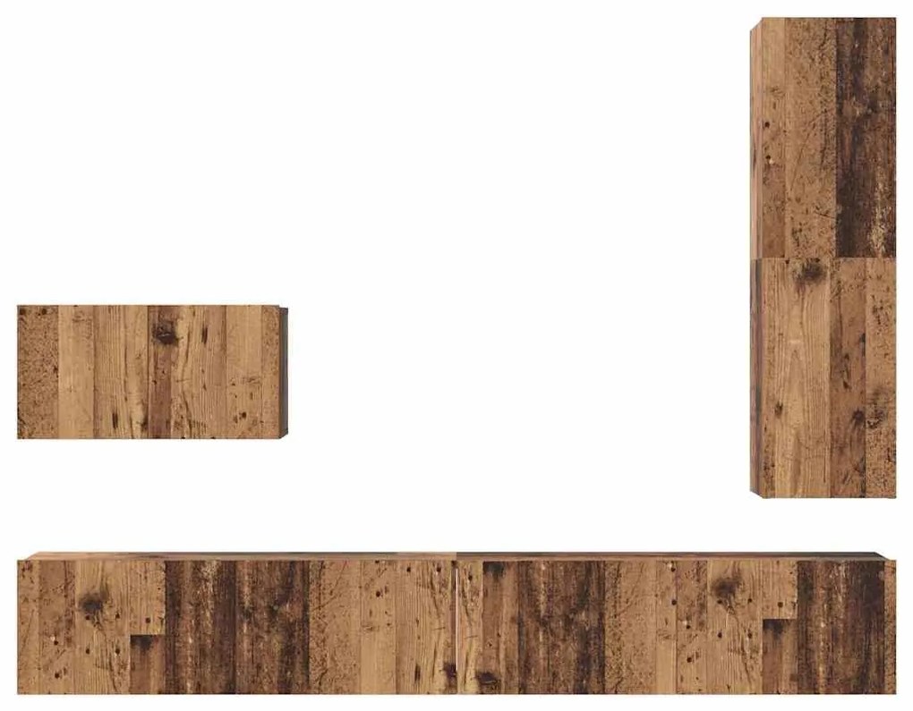 Conjunto de móvel de TV 4 pcs Madeira antiga 30.5 x 30 x 110 cm