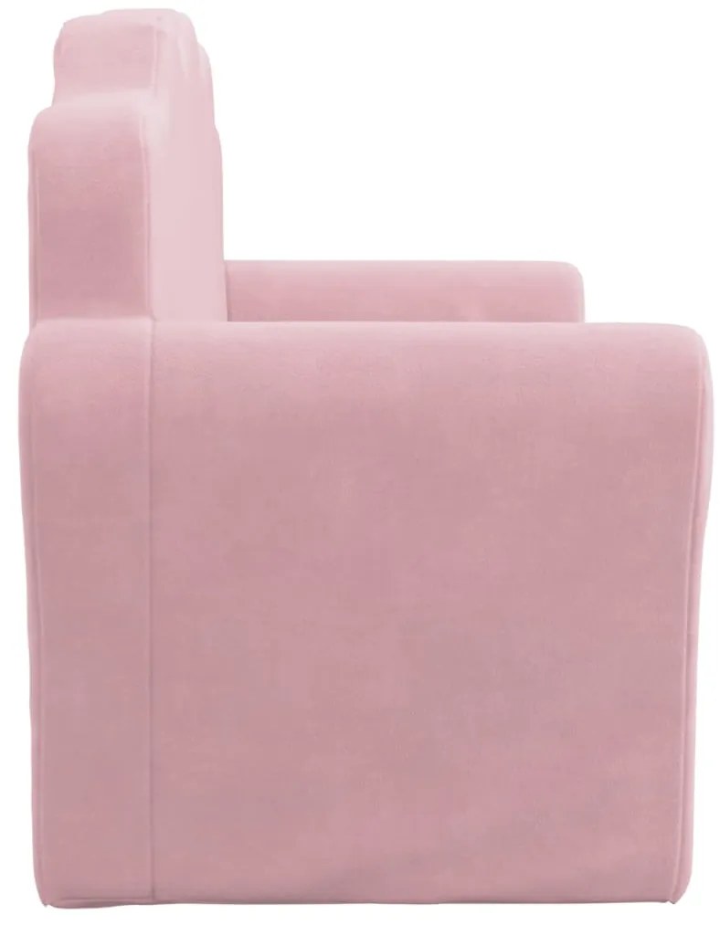 Sofá infantil de 2 lugares pelúcia macia rosa
