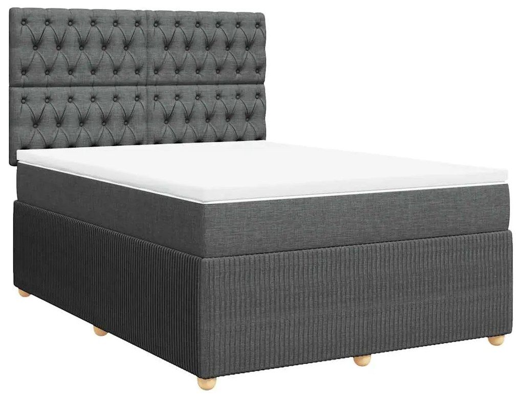 Cama com molas/colchão 140x200 cm tecido cinzento-escuro
