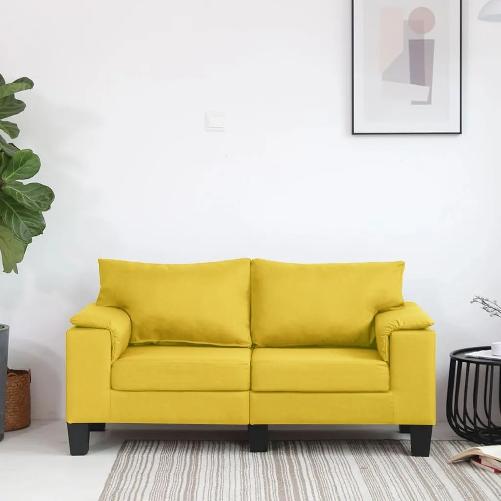 vidaXL Sofá de 2 lugares em tecido amarelo
