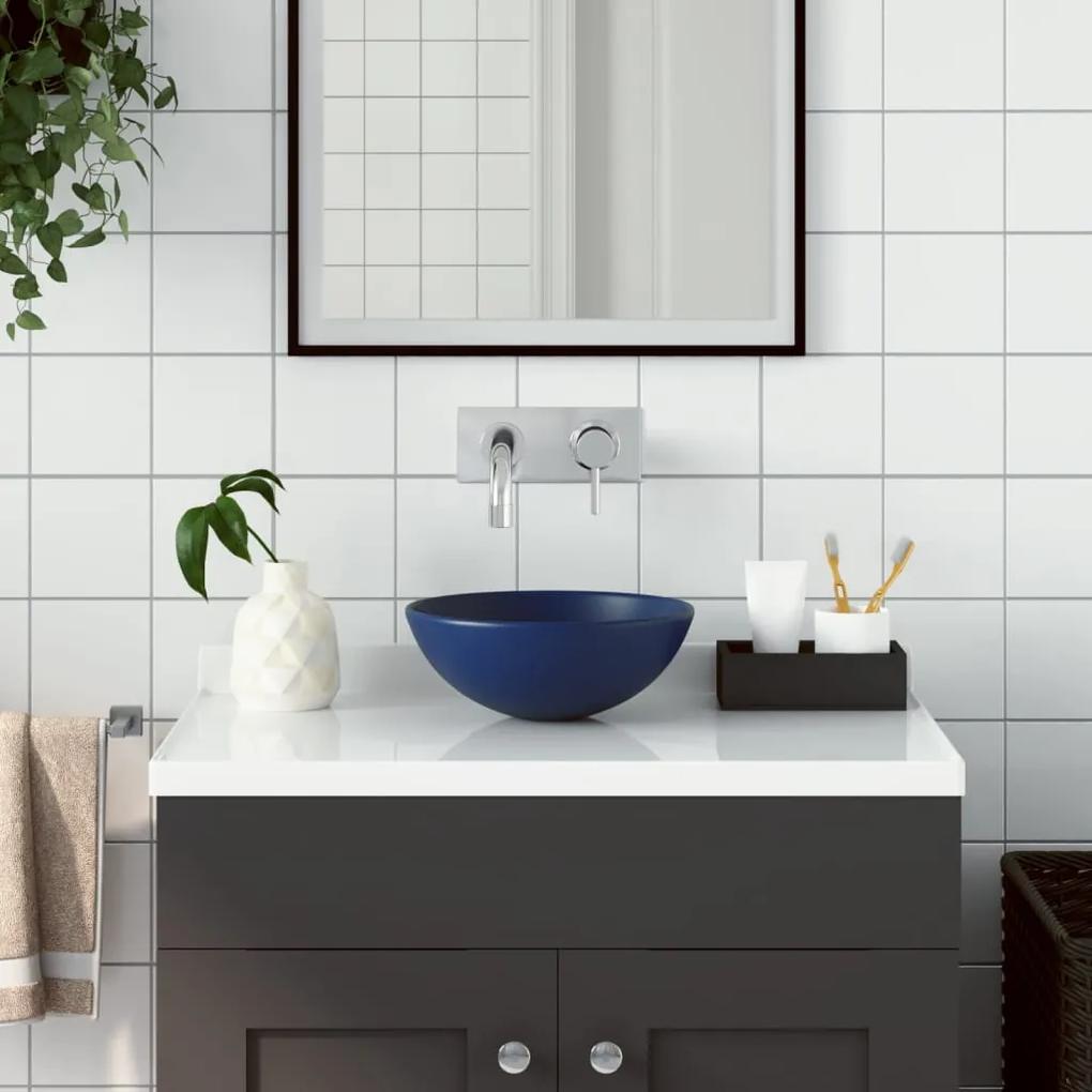 Lavatório de casa banho redondo cerâmica azul-escuro