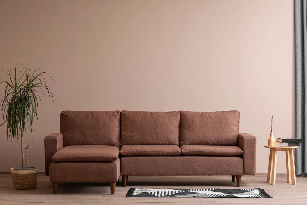 Sofá de Canto Lungo – Castanho Claro – 255 cm