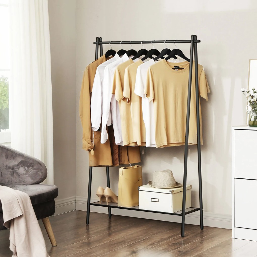 Guarda roupa com barra para cabides 92,5 x 33,5 x 153 cm Preto