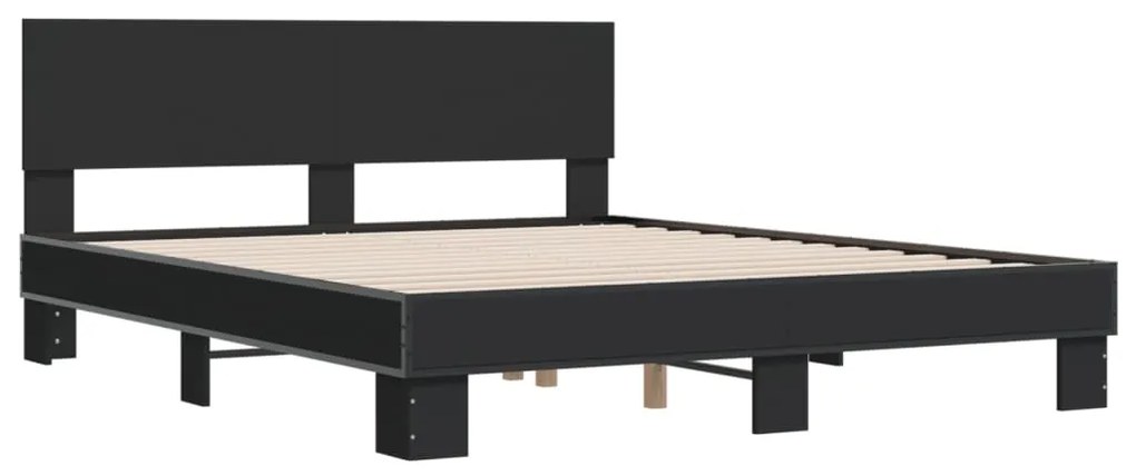 Estrutura de cama 160x200 cm derivados de madeira/metal preto