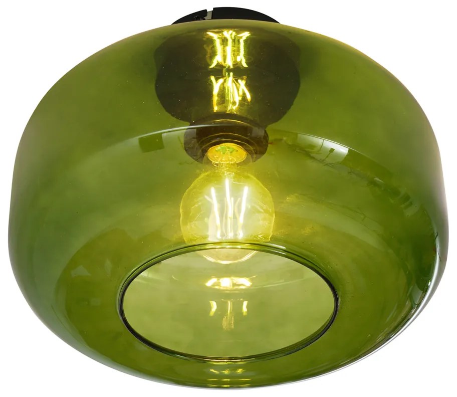 Candeeiro de Teto Retro Preto com Vidro Verde - Bizle Retro