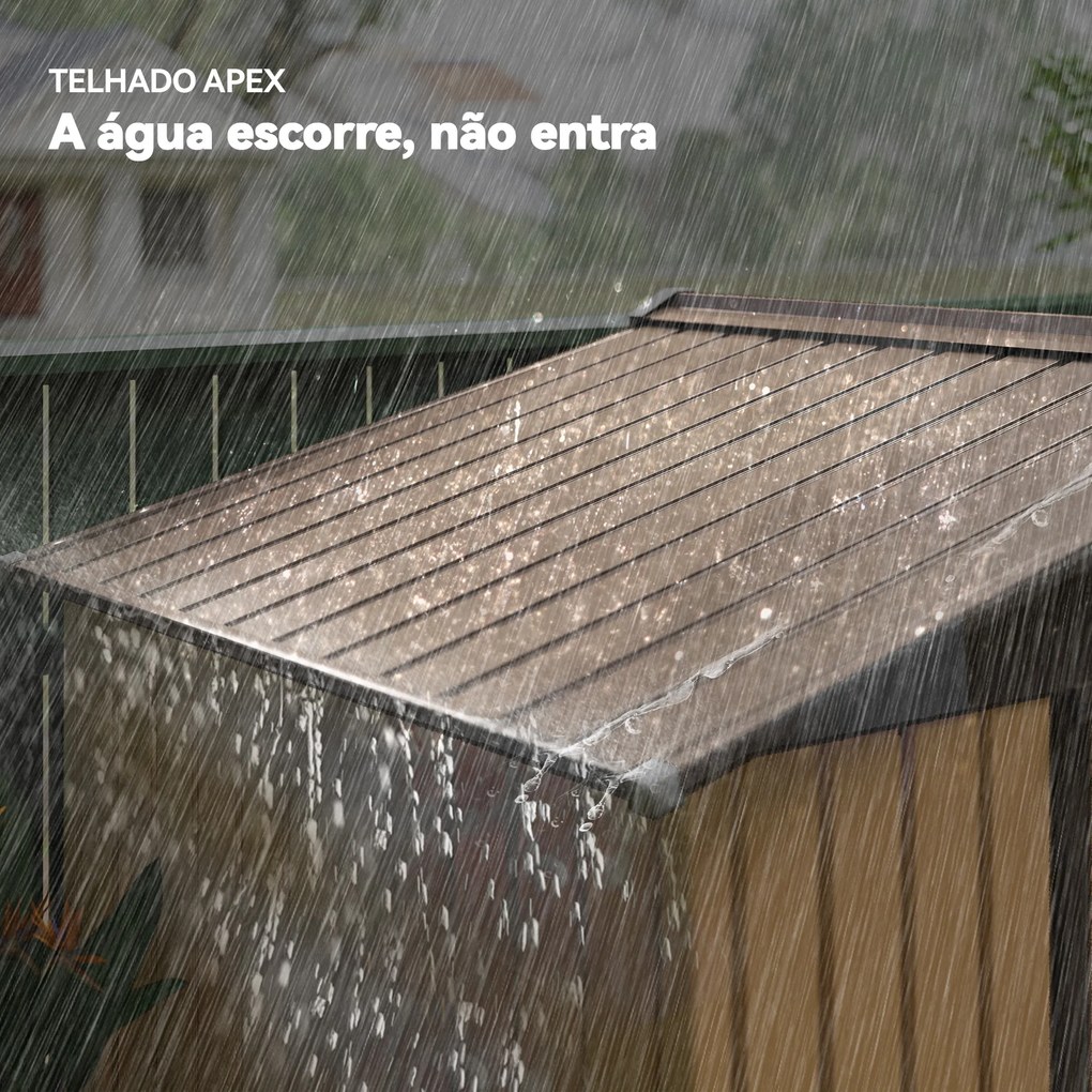 Abrigo de Jardim 2,42 m² 213x130x185 cm Abrigo de Jardim Metálico com Porta Deslizante Ventilação e Kit de Fundação Castanho