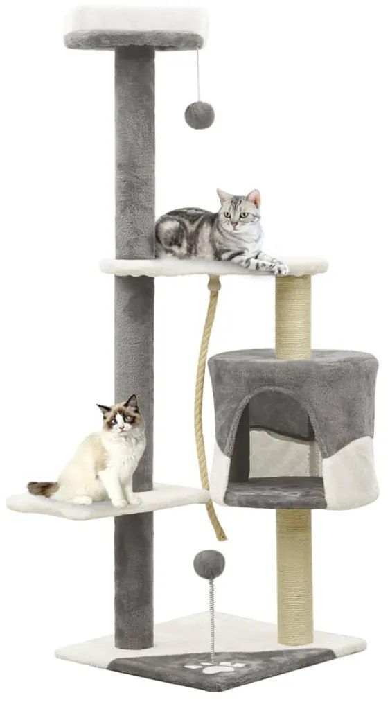 vidaXL Árvore gatos c/ postes arranhadores sisal 120cm cinzento/branco