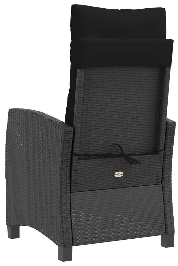 Cadeiras de jardim reclináveis c/ almofadões 2pcs vime PE preto