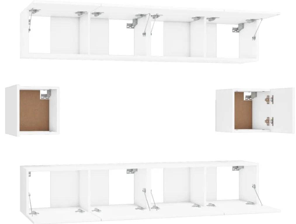 Conjunto móveis de TV 6 pcs madeira processada branco