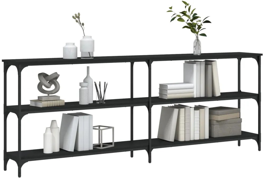 Mesa consola 200x29x75 cm derivados de madeira preto
