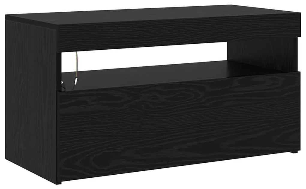 Gabinetes de TV vidaXL 2 pcs com Luzes LED Carvalho Preto Madeira Enge