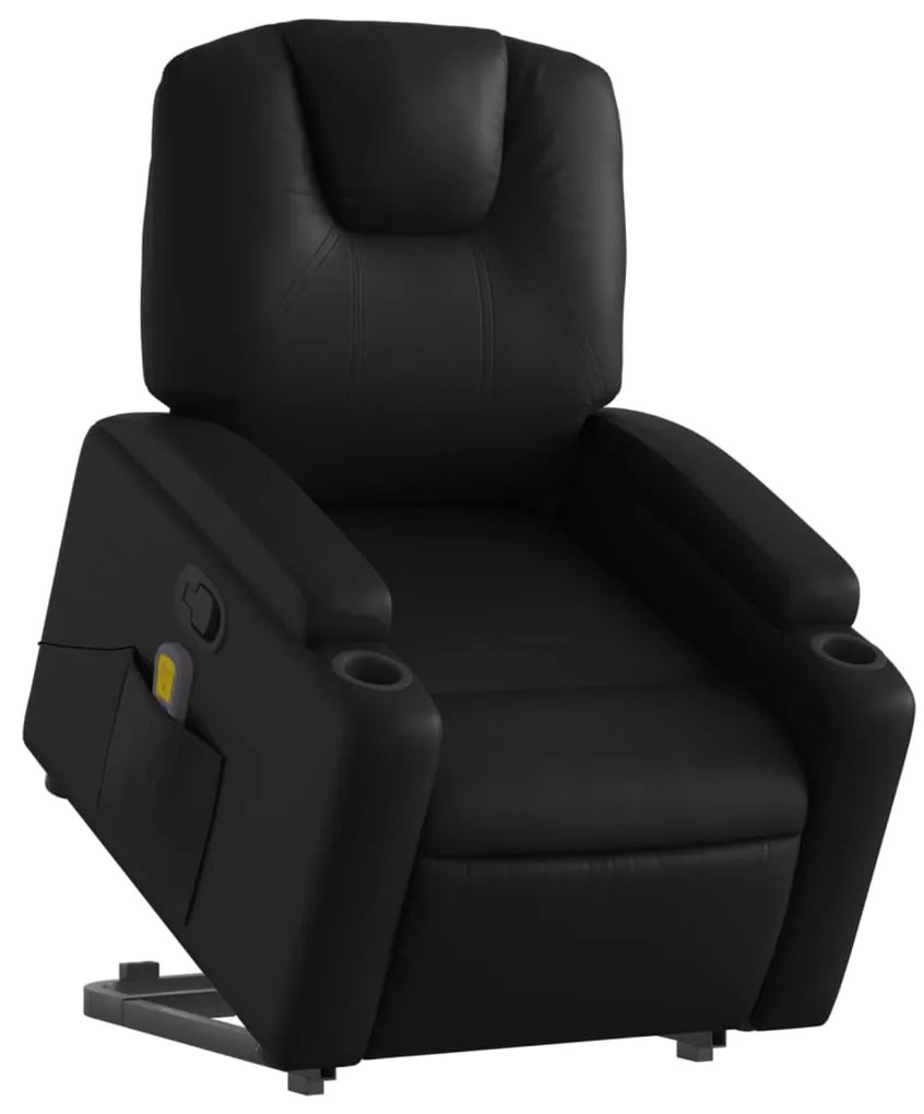 Poltrona massagens reclinável elevatória couro artificial preto