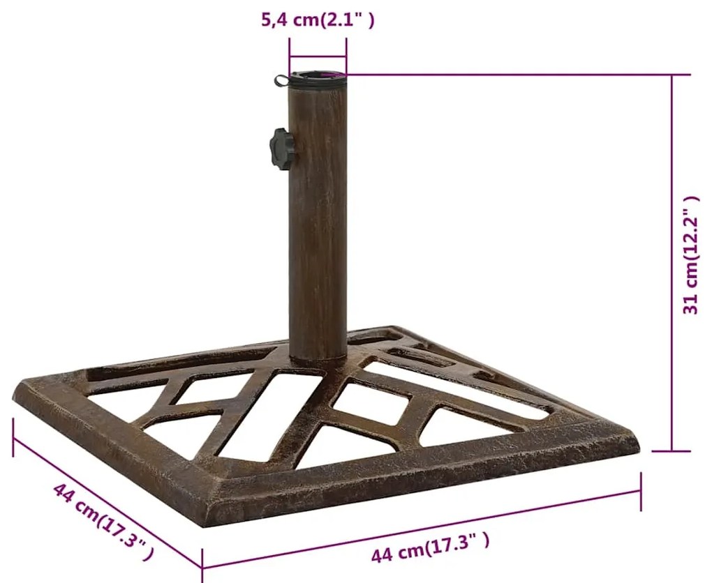 Base para guarda-sol ferro fundido 44x44x31 cm bronze